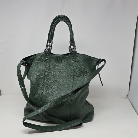 Plinio Visona Handbags - Plinio Visona Green Satchel with Textured Finish and Versatile Strap Bag